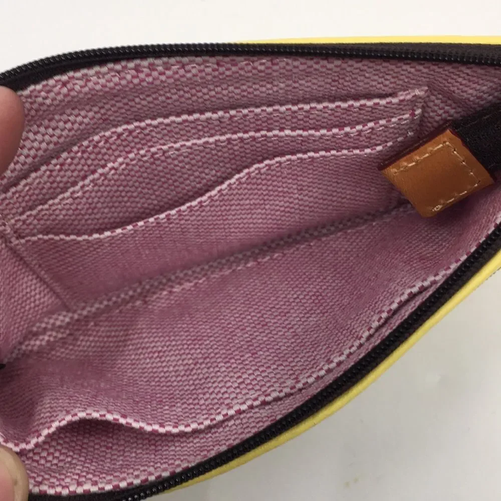 DOONEY & BOURKE Tech Top Yellow Leather Double Zip Pouch Wallet